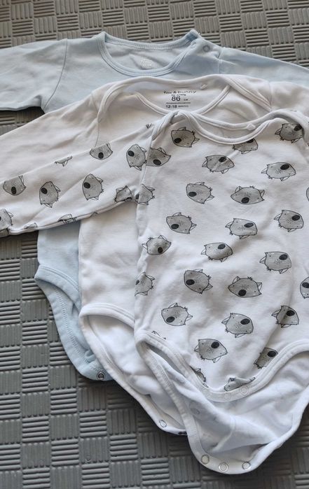 3 szt. Body chłopięce długi rękaw r. 86