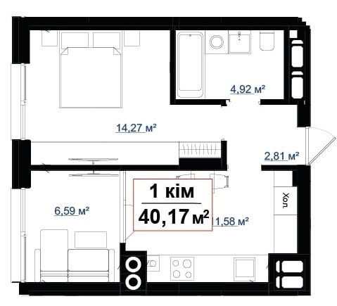 Півторакімнатна квартира за вигідною ціною та індивідуальним опаленням
