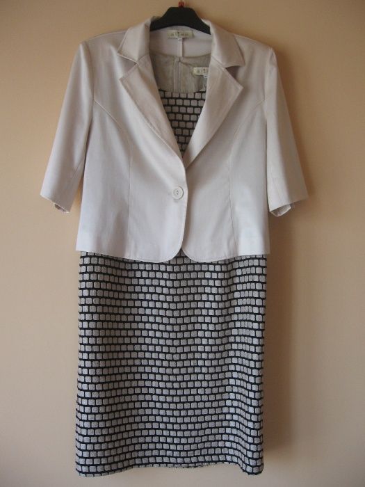SUKIENKA elegancka beżowa rozm. 42 piękna na wesele jak nowa
