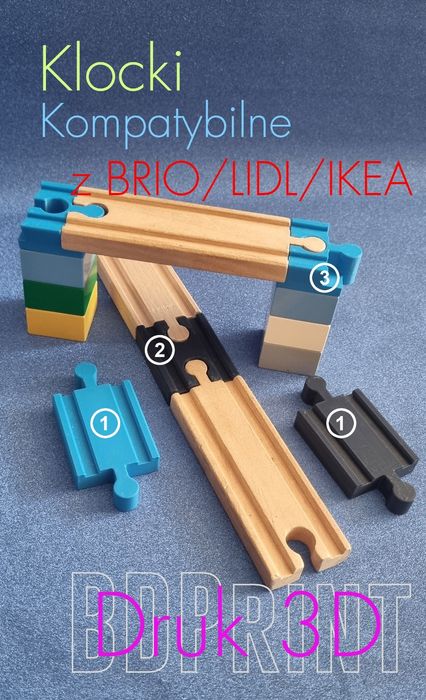 Łączniki 3D do torów kolejki BRIO/LIDL/ IKEA