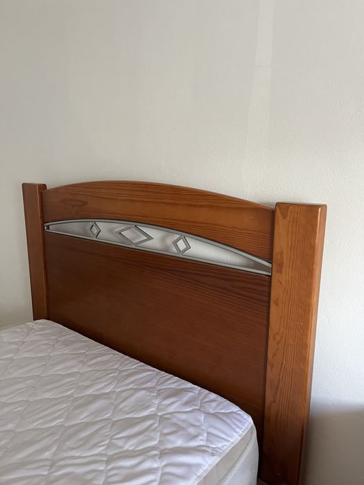 Cama Madeira Individual com Colchão e Estrado