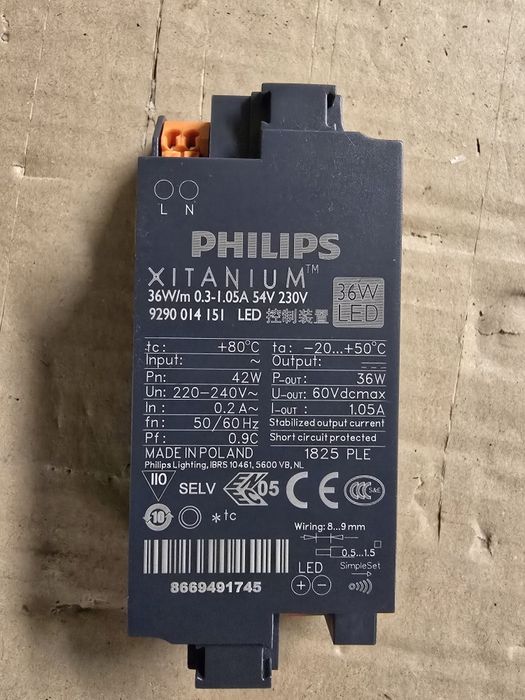Philips Xitanium LED Driver 36W/0.3-1.05A 54V