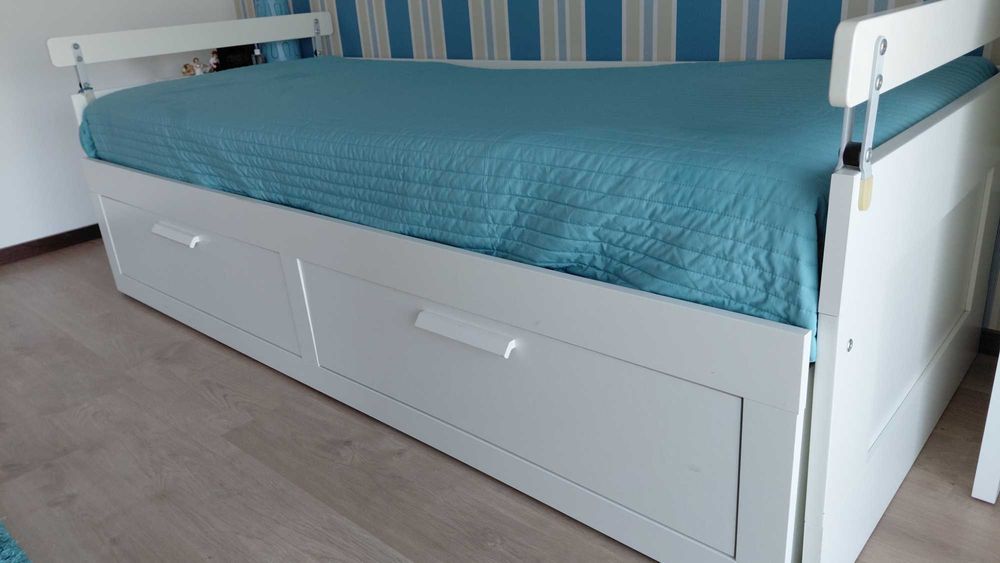 BRIMNES Cama indiv/dupla c/2 gav, branco, 80x200 cm
