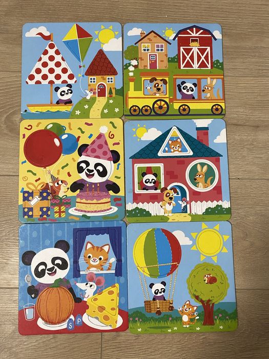 Puzzle połówki, kształty, czynnosci