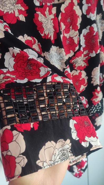 Bluzka tunika nietoperz damska w kwiatki szydełkowa Alfani