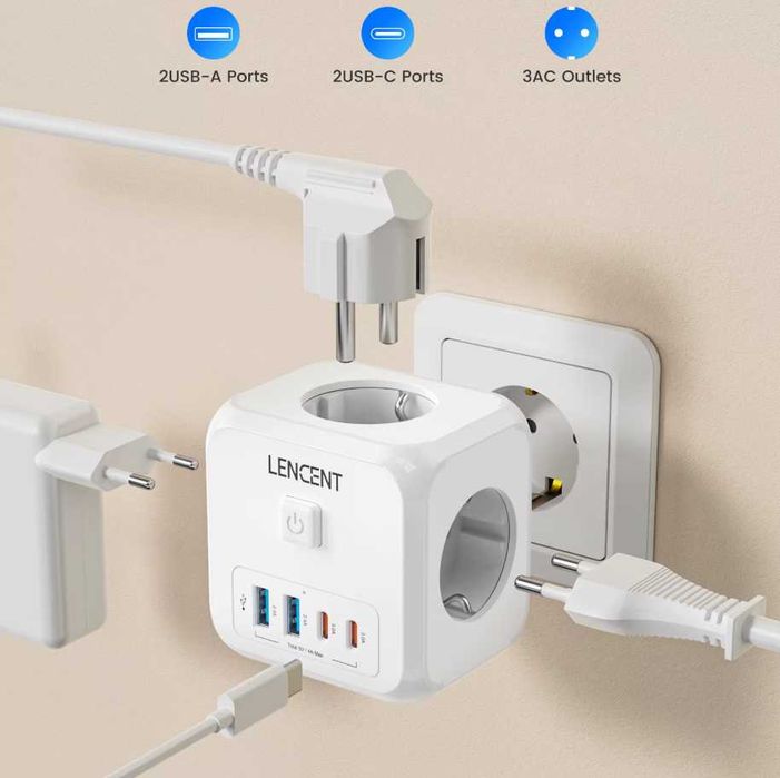 Gniazdko rozdzielacz USB 7 w 1