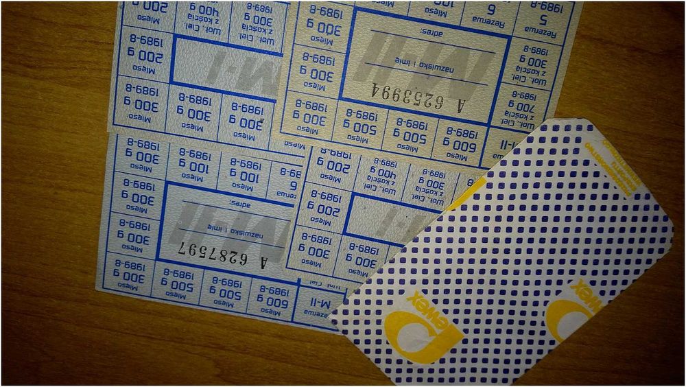 100% Oryginalne Kartki Na Mięso PRL Reglamentacja Towarów 1989 WYSYŁKA