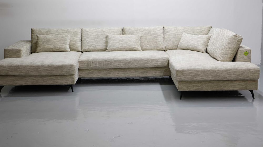 TDJ Nowy wieli narożnik U beżowa tkanina rogówka kanapa boucle sofa