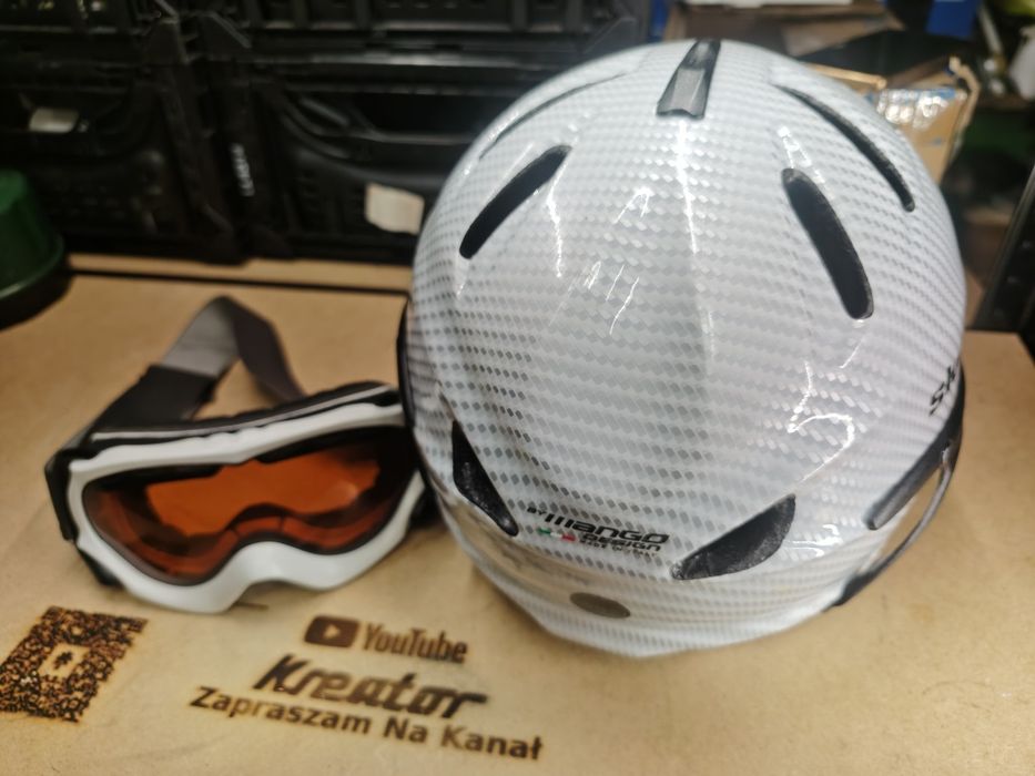 Kask narciarski Alliance Design Italy 58–60 cm + gogle pomarańczowe