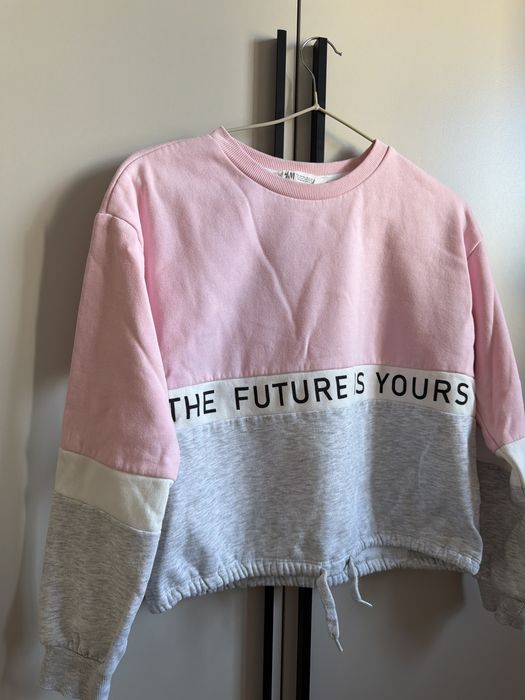 Bluza h&m 146 / 152 dla dziewczynki szaro różowa