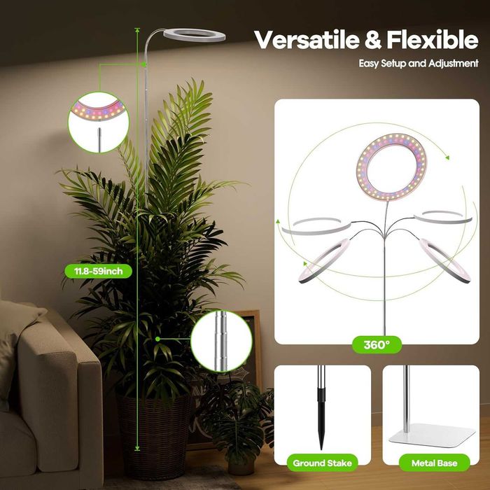 Okazja! Lampa do uprawy roślin YUYMIKA 72 LED pełne spektrum biała