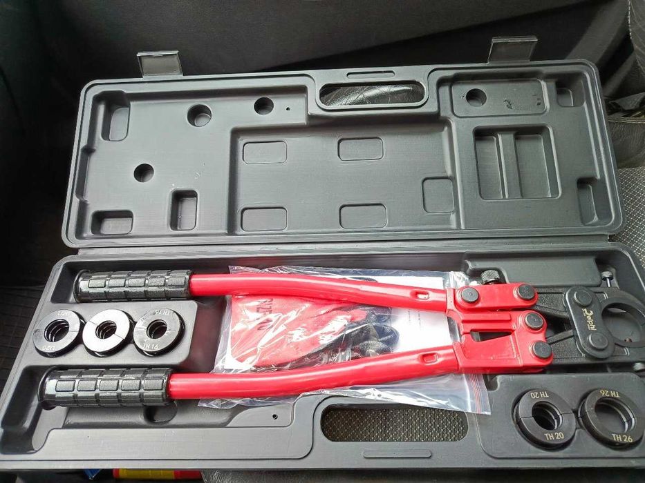 Prasa do rur PEX hydrauliczna zaciskarka szczypce komplet 16 20 26