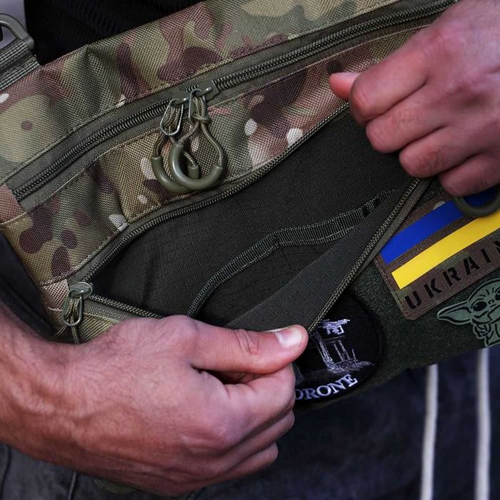 Сумка через плечо с патч панелью ‼️ тактическая с липучками для шевронов нашивок модная молодежная сумка мессенджер