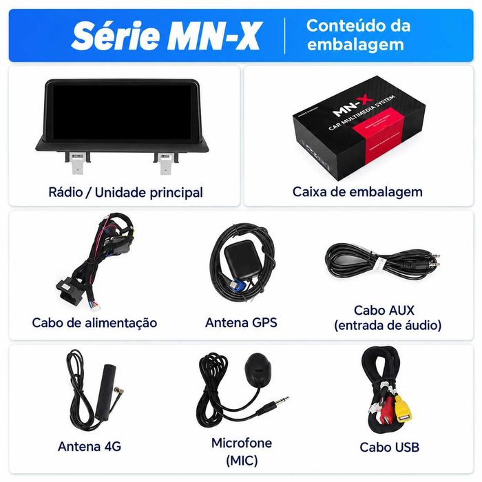 Rádio Android BMW Série 1 E87 CIC 6/128GB 8-Core 4G CarPlay Android Auto (NOVO)