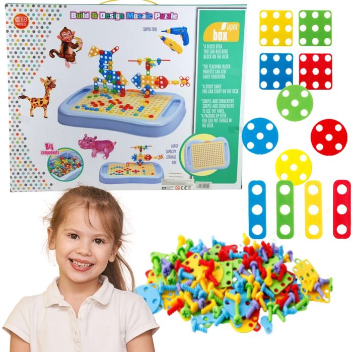 klocki konstrukcyjne z wiertarką