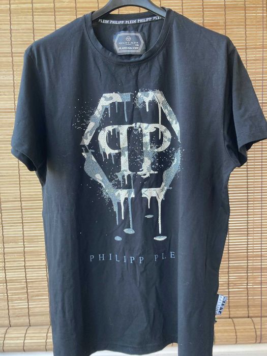 Philipp Plein XXL Original Crystal PP T-Shirt Czarna