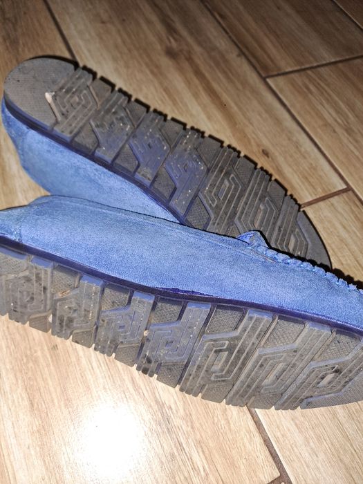 Buty mokasyny niebieskie zamsz