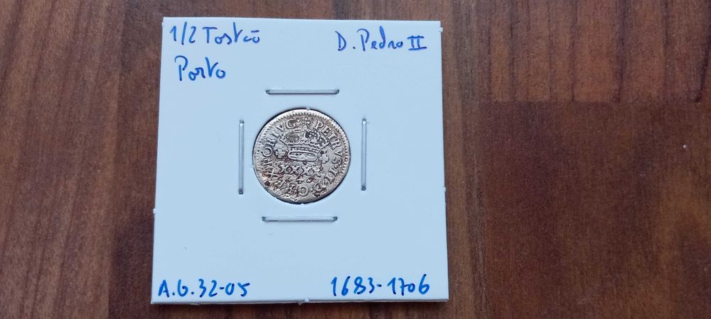 Moeda 1/2 Tostão D. Pedro II  - Porto