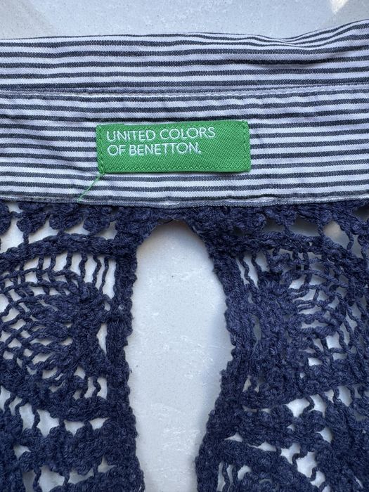 Pasiasta koszula Benetton r. S szydełko koronka boho