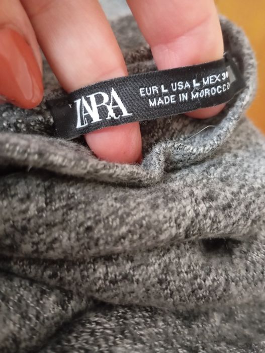 ZARA L bardzo miękka szara długa sukienka midi melanż