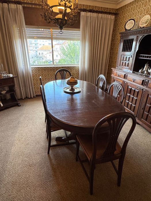 Mesa Jantar + Cadeiras Madeira Castanha