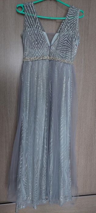 Suknia długa maxi brokat tiul karnawał wesele