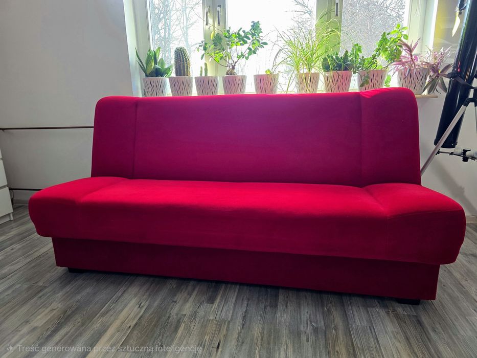 Sofa, kanapa, bodzio, czerwona