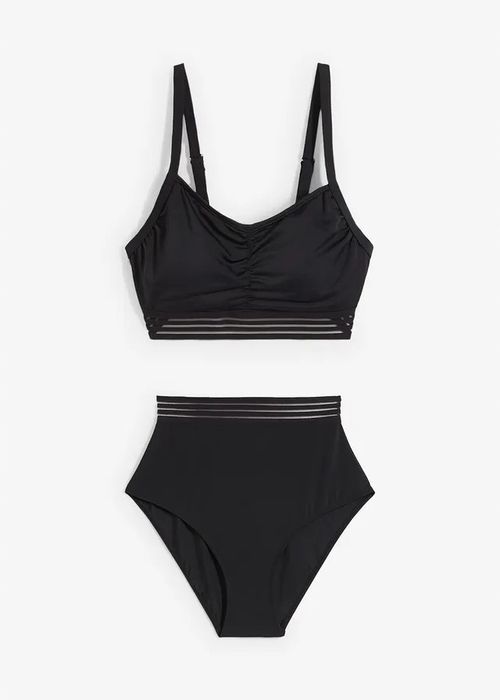 B.P.C czarne bikini bustier figi wysoki stan 44.