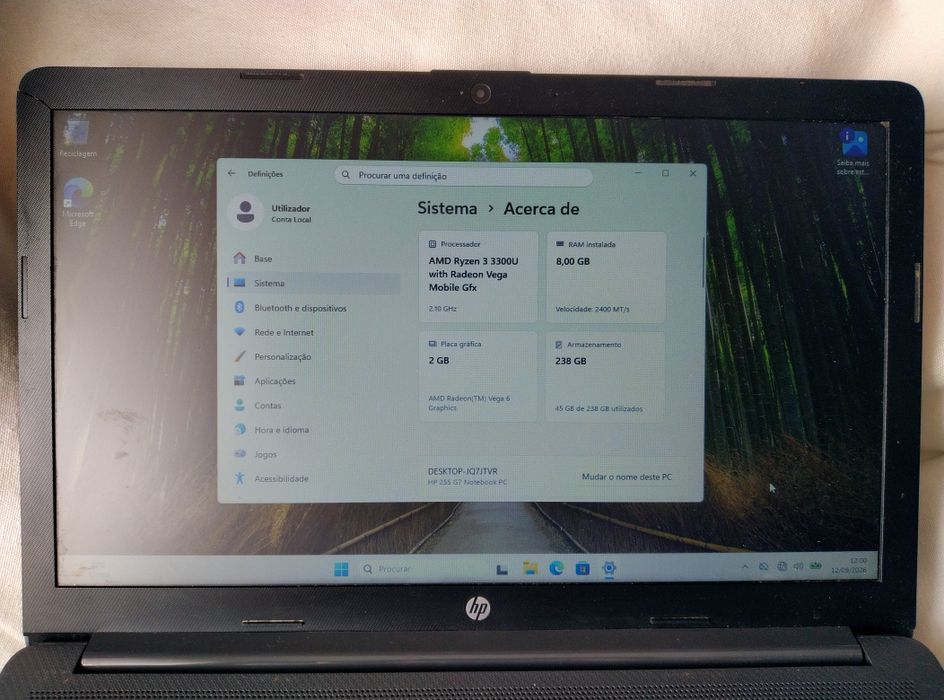 Portátil HP 255 G7 15.6" (Ryzen 3 / 8GB RAM / 256GB NVMe / Win 11 + Office) + Mala