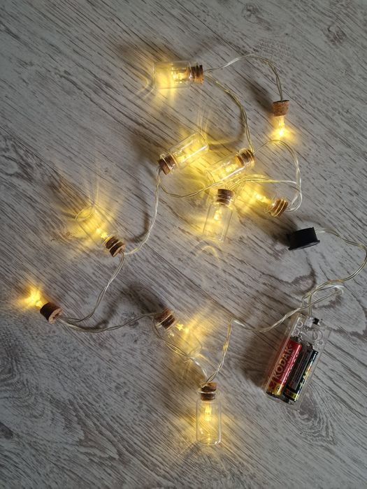 Łańcuch led szklane buteleczki ozdoba swiateczna