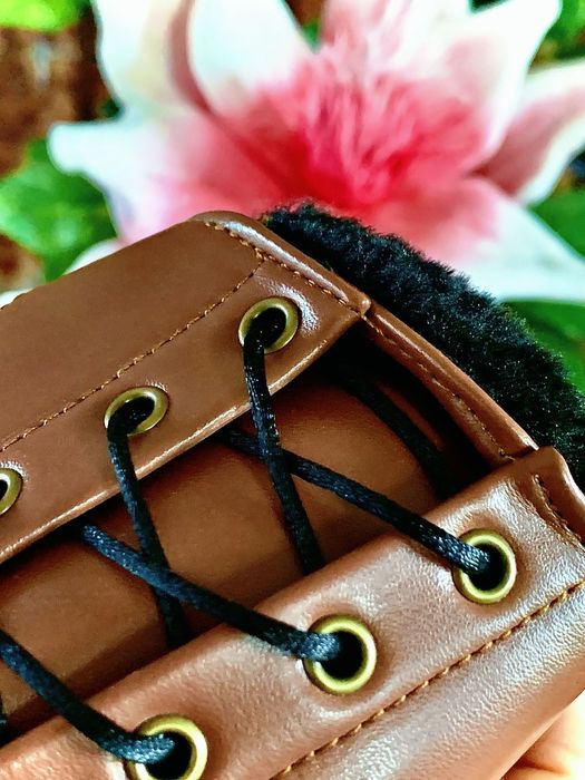 Brązowe Skórzane Rękawice Bez Palców-SteamPunk/CowGirl/Retro