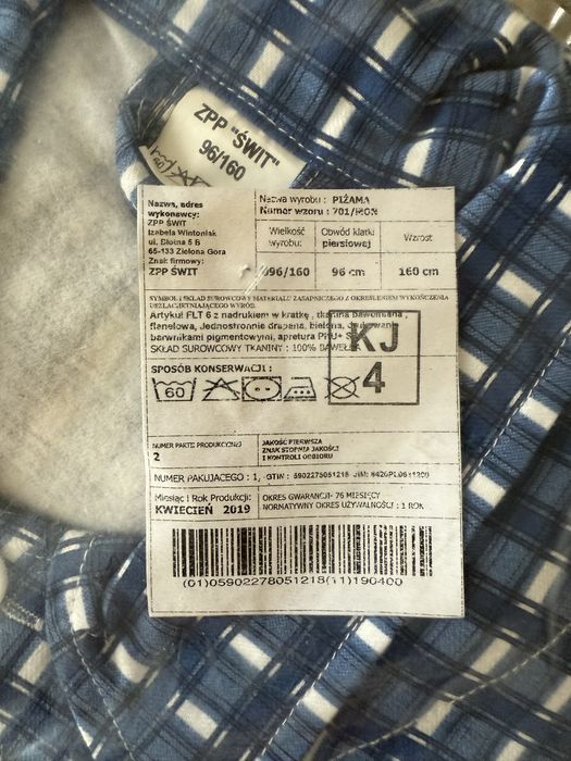 Piżama 701/MON rozmiar 096/160