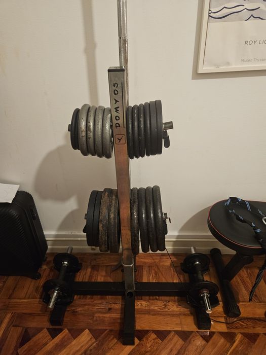 Suporte Rack para pesos discos halteres barras