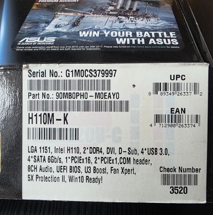 Płyta główna ASUS Motherboard H110M-K