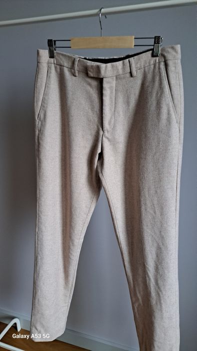 HARRY BROWN Spodnie z wełną beżowe