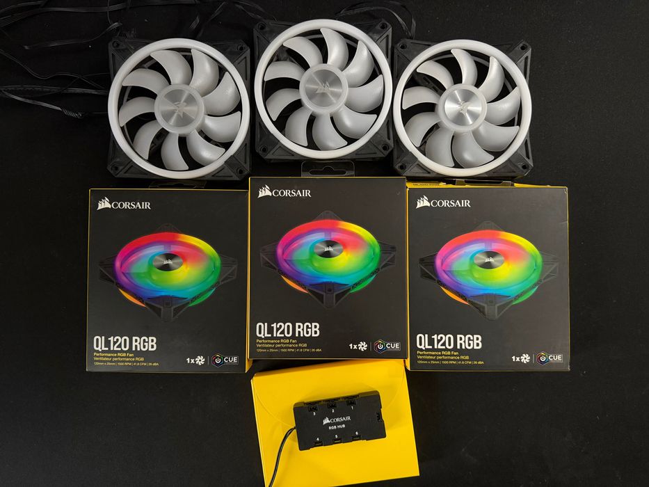3 Wentylatory Corsair iCUE QL 120mm + Kontroler LED RGB