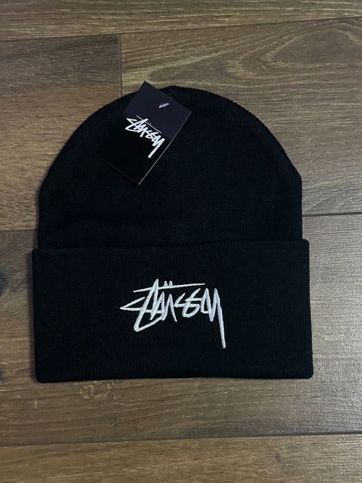 Nowa czarna czapka Stussy z białym logo streetwear vintage