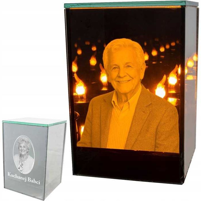2x Znicz LED 15 cm znicz ZE ZDJĘCIEM grawer mama dziadek Personalizowa