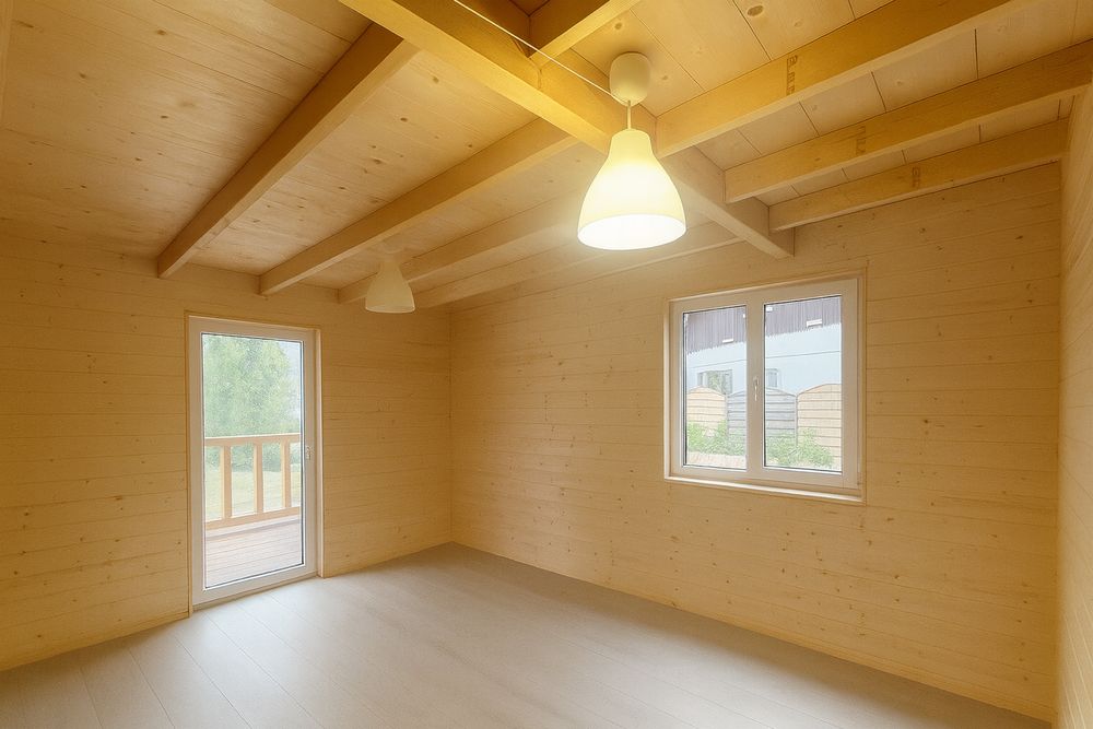 Domek szkieletowy 5x7m z tarasem 7x2mdrewniany 65m2