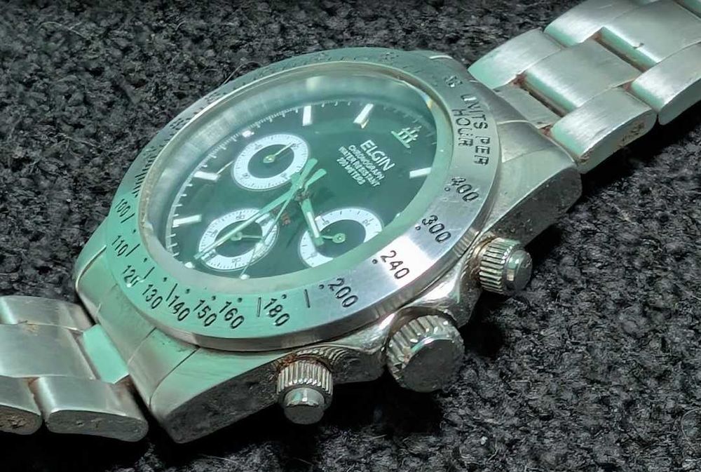 Мужские часы ELGIN FK-1059-D Chronograph рабочие .оригинал .редкость