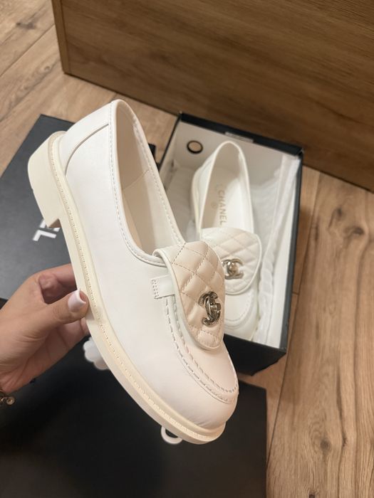 Mokasyny chanel 39 damskie buty białe nowe
