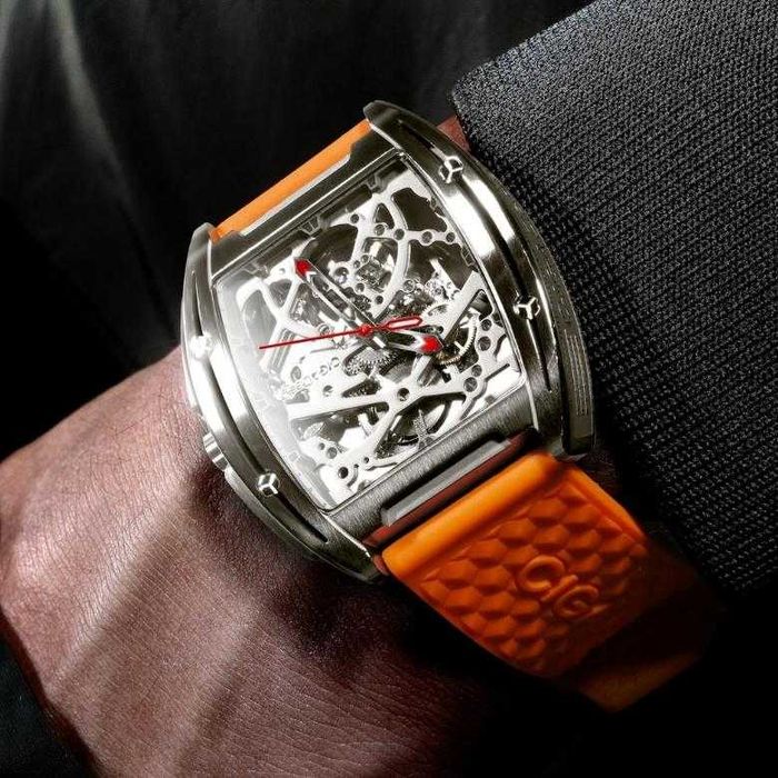 Zegarek CIGA DESIGN Edge Skeleton Automat pomarańczowy!