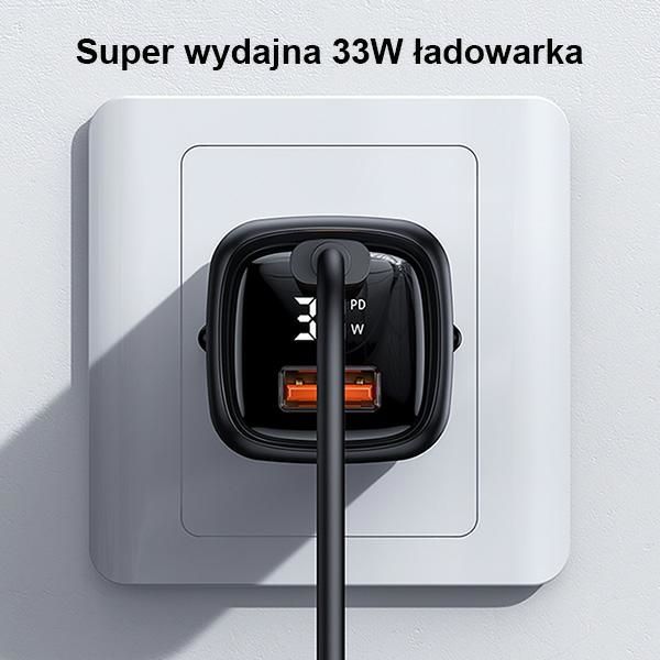 USAMS Ład. siec. 1xUSB-C+1xUSB T46 33W(only head) PD3.0 +QC3.0 Fast Charging czarny/black CC152TC01 (US-CC152)