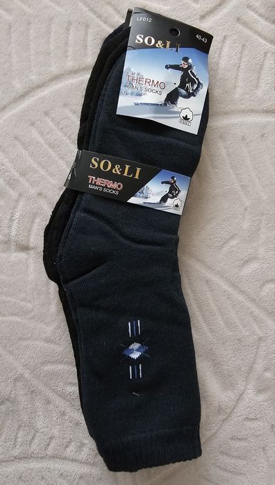 Ciepłe męskie skarpety 4 pary So&Li  40-43 bawełna