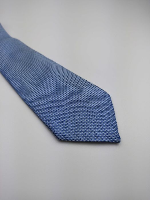 Massimo Dutti niebieski jedwabny krawat wąski mpi142