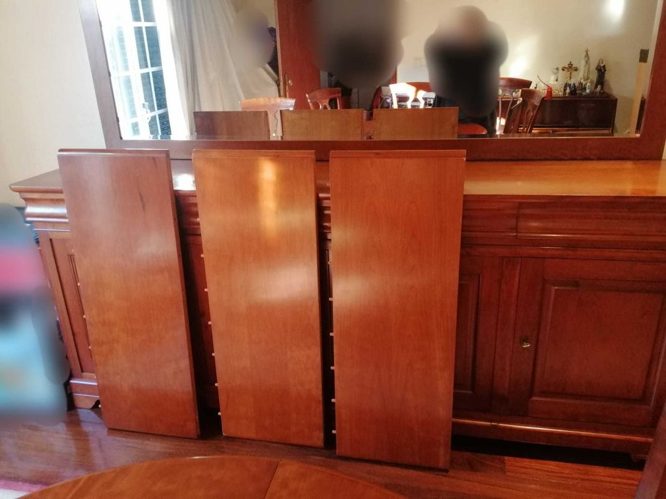 Sala Jantar Completa Cerejeira (mesa, cadeiras, aparador, espelho)