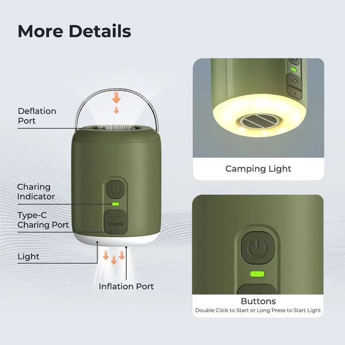 HENGDUAN NANO Pump 2 Туристичний міні насос і ліхтар Гарантія