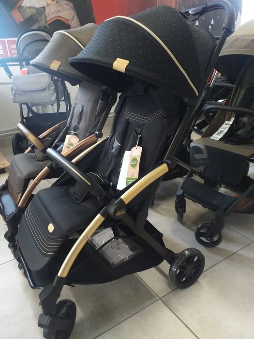 Nowy lekki wózek spacerowy CHICCO GOODY XPLUS Black ReLux Czarno-złoty