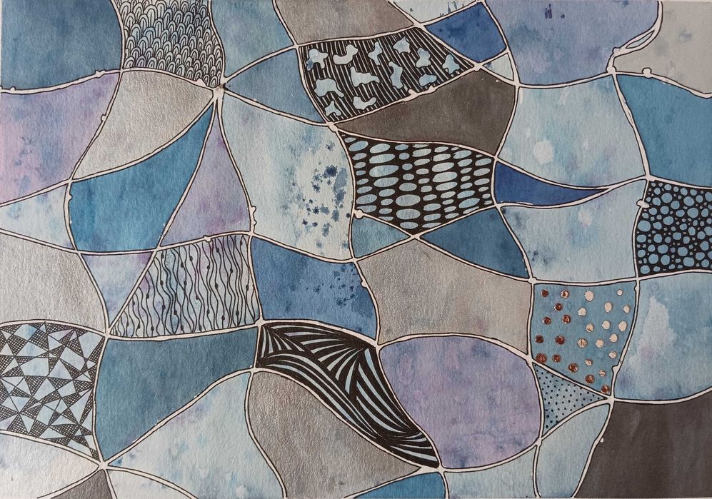 Obraz Akwarela Niebieska Abstrakcja 21 x 29,7