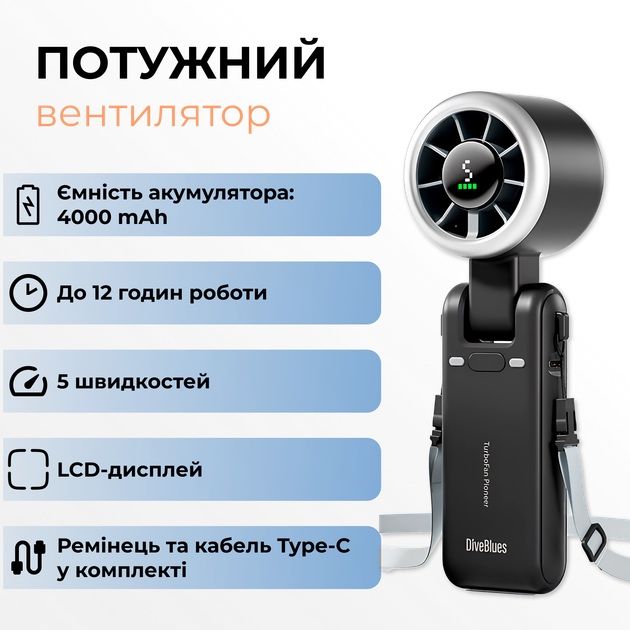 Вентилятор ручний з акумулятором